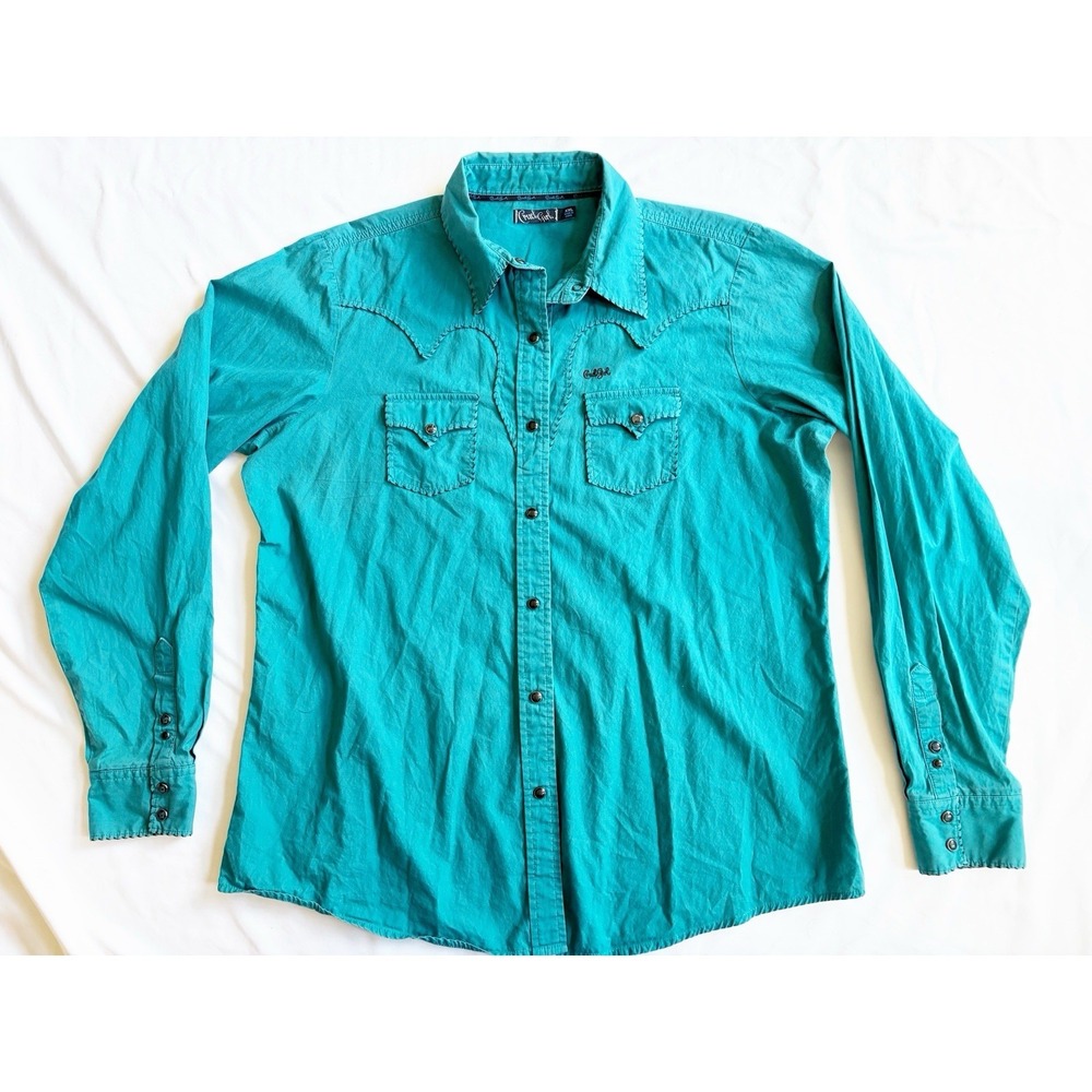 Pearl Snap Western Shirt Cruel XXL 2-Poct LSlv Blue COWGIRL HorseRider Rodeo